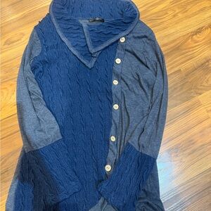 Elegant Blue Cowl Neck Sweater